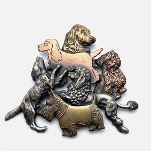 K&T Dog-Themed Brooch in Bronze and Copper Tones